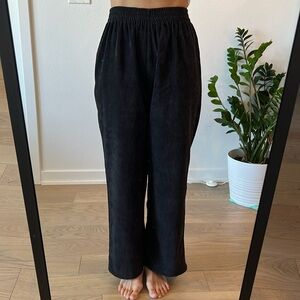 Black wide leg relaxed corduroy pants